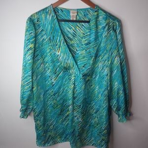 Covington 16/18W Turquoise Semi-sheer Top Plus